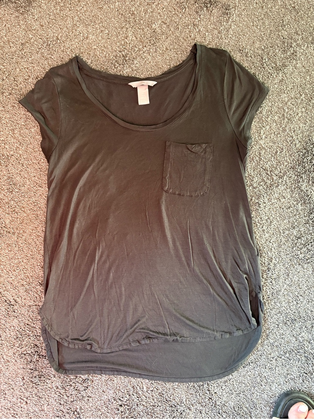 H&M Scoop Neck Short Sleeve Pocket Tee - Charcoal Gray